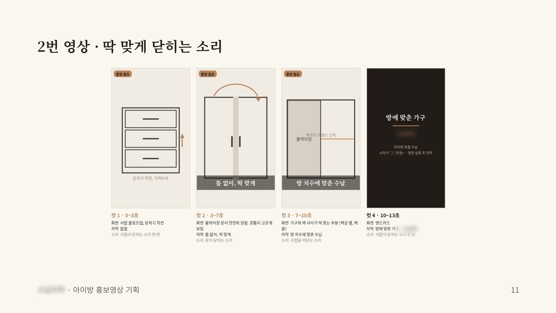 2번 영상 컷별 콘티, 브랜드명 흐림